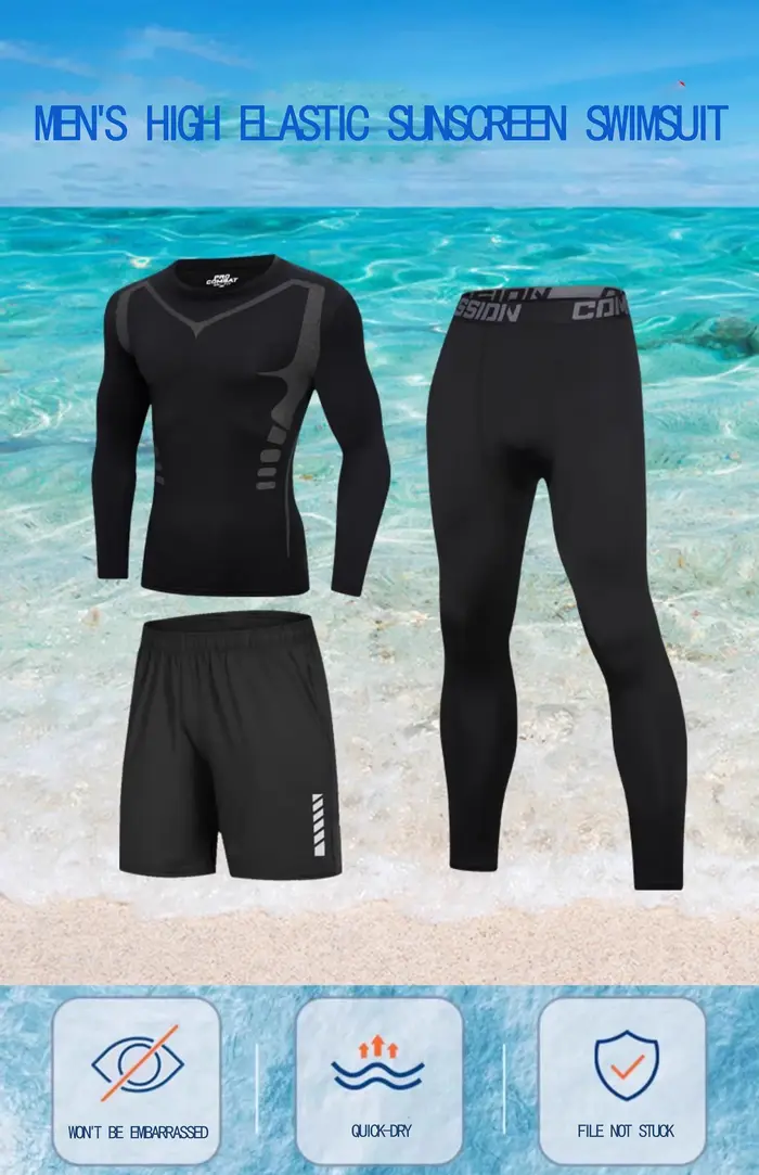 Maillot de bain homme protection solaire complète manches longues surf plongée apnée sport aquatique