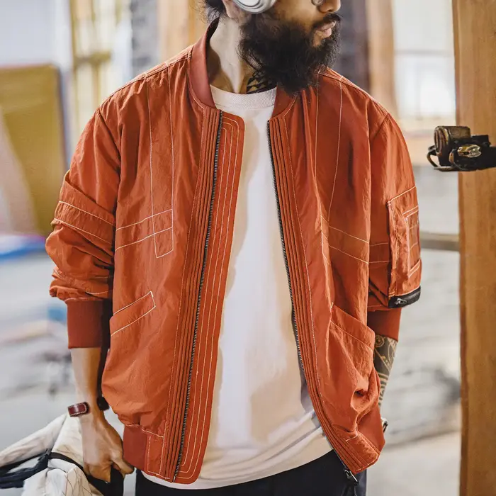 Blouson bomber MA1 Maden pour homme, veste de pilote légère, fermeture éclair, style baseball classi