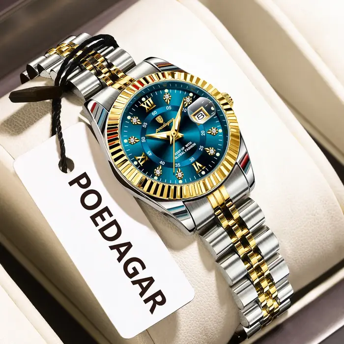 POEDAGAR haut de gamme montre pour femmes étanche en acier inoxydable lumineux Date dames montre Qua