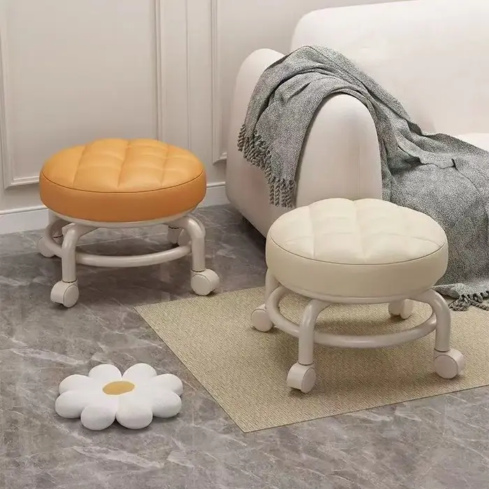 Petit tabouret à roue universelle, tabouret bas à poulie pour la maison, banc à roulettes, petit tab