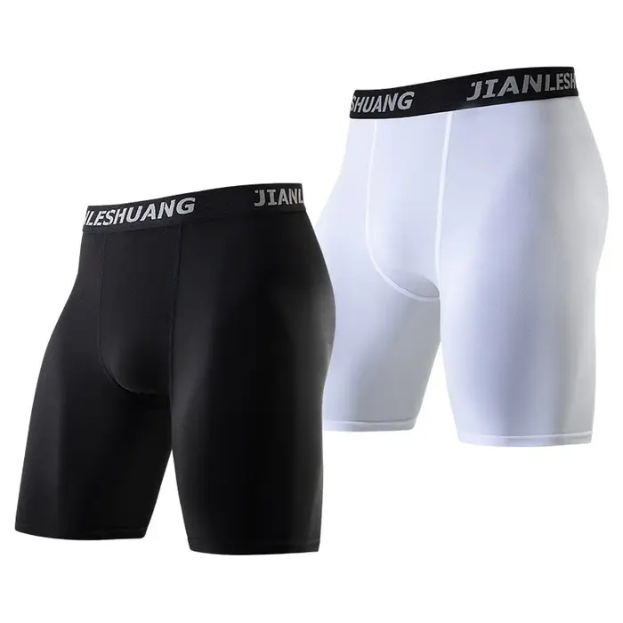 Short à taille élastique pour hommes et adolescents, sous-vêtements de sport longs, course à pied, f