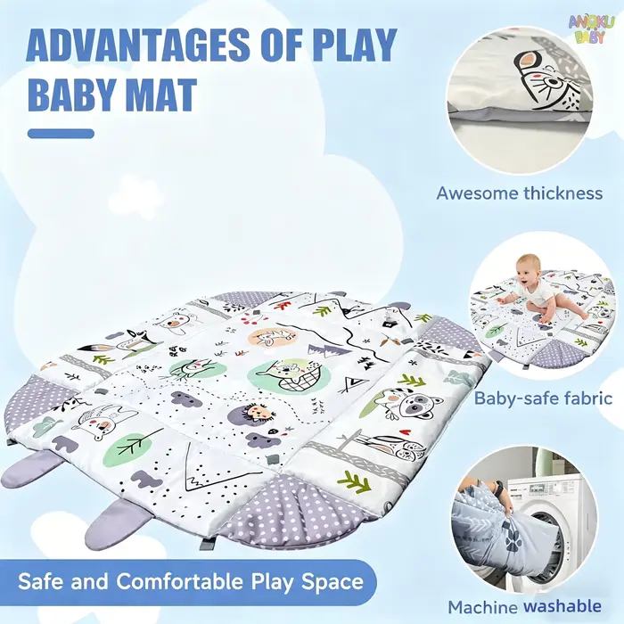 Tapis de jeu pour bébé 4 en 1 avec jouets détachables gymnase éducatif pour bébés facile à installer et à nettoyer pour le développement moteur et sensoriel occasions spéciales naissance baptême