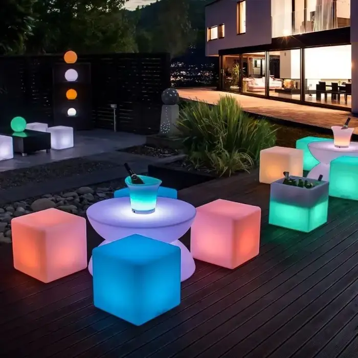 Siège Cube électroluminescent LED télécommandé pour l'extérieur, 16 couleurs, tabourets de Bar KTV, 