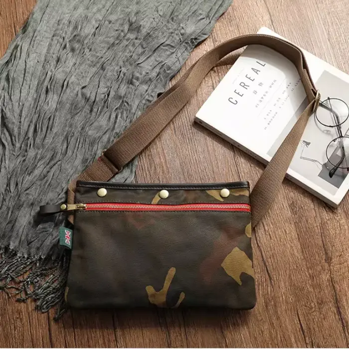 Sac en toile cirée camouflage rétro américain, sac à bandoulière portable pour homme