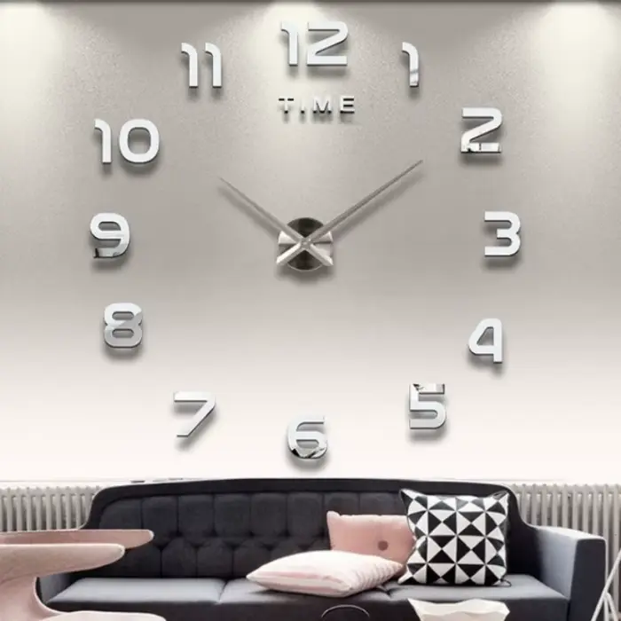 Horloge Murale Grande Taille Design Moderne 2026, Horloge à Quartz 3D DIY, Autocollants Miroir Acryl