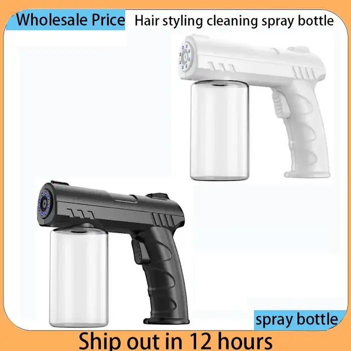 Bouteille de pulvérisation de barbier de 280ml, USB, Nano lumière bleue, vaporisateur de vapeur, bou