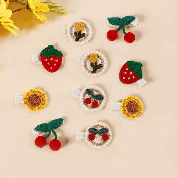 Pinces à cheveux en forme de fraise, cerise, tournesol, combinaison mignonne pour bébé, épingle à ch