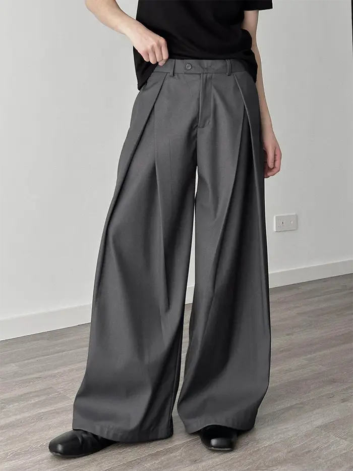Pantalon décontracté streetwear à jambe large pour homme, style Harajuku, coupe évasée, noir, de hau