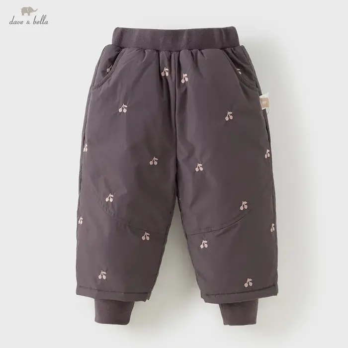 Dave Bella filles vers le bas pantalon automne hiver bébé taille élastique en peluche pantalon imper