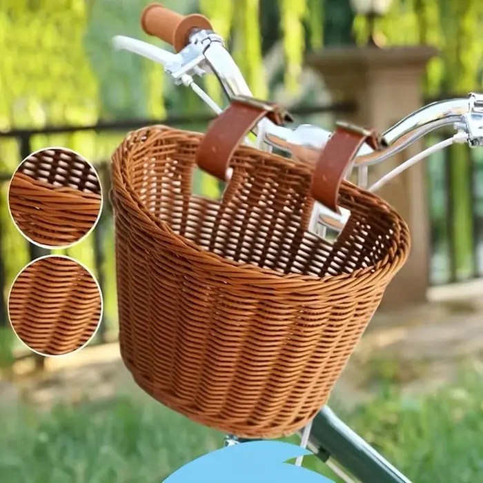 Panier de vélo tressé artisanal pour scooters poussettes et vélos rangement durable et élégant pour trajets quotidiens et sorties familiales