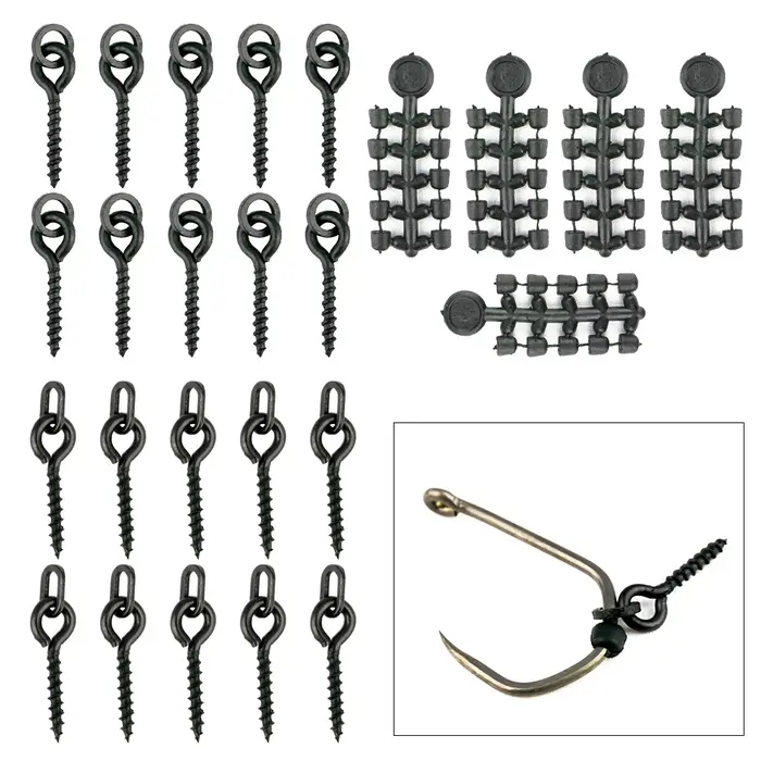 50pcs Perles de Caoutchouc pour Carpe Hameçon 20pcs vis d'appât Chod Rigs Accessoires de Pêche Carpe