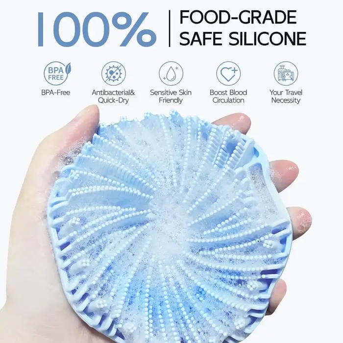 Brosse de bain en Silicone souple pour le dos, éponge de douche, brosse à récurer avec poignée, gomm