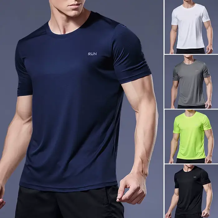 Été Sport Gym t-shirt hommes séchage rapide course musculation chemises hommes à manches courtes Fit