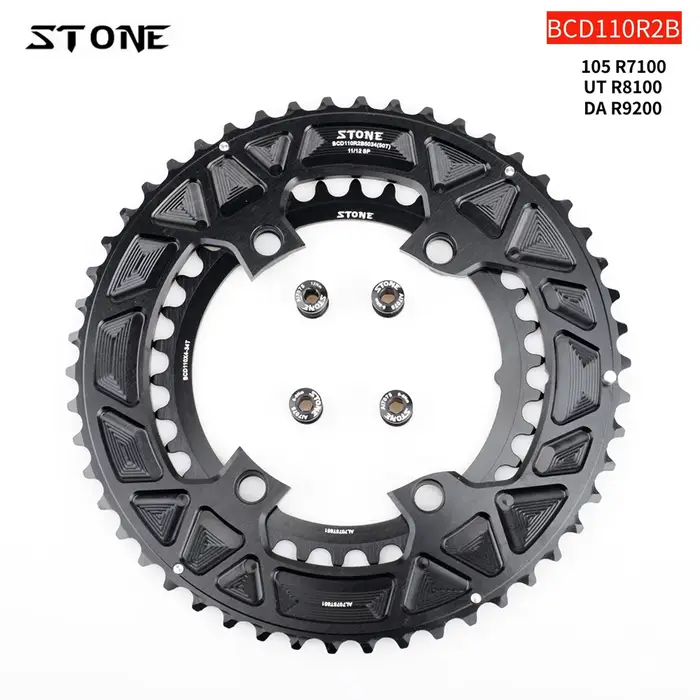 Plateau double BCD 110mm STONE 4 boulons compatible Shimano 105 Ultegra Dura-Ace vélo route