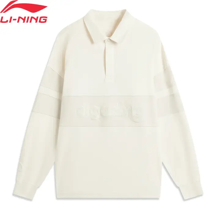 Li-Ning Polo Wade pour hommes à manches longues, coupe ample, confortable et élégant, pull de sport 