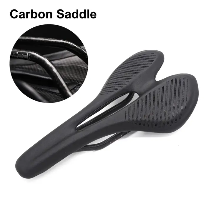 Selle de vélo ultralégère en fibre de carbone T800, siège confortable en cuir, coussins de course de