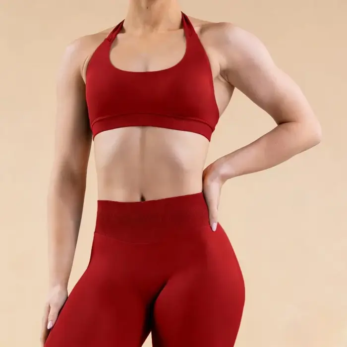 Soutien-gorge de sport sexy à col halter pour femme - Absorption des chocs, effet push-up, dos nu, s