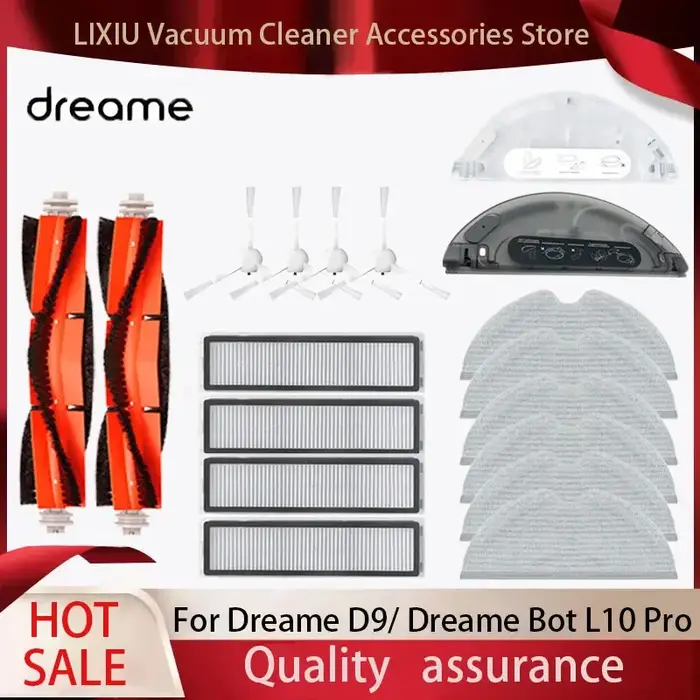 Pour Dreame D9 / D9 Max /Trouver LDS Finder Robot aspirateur rouleau brosse latérale vadrouille filt