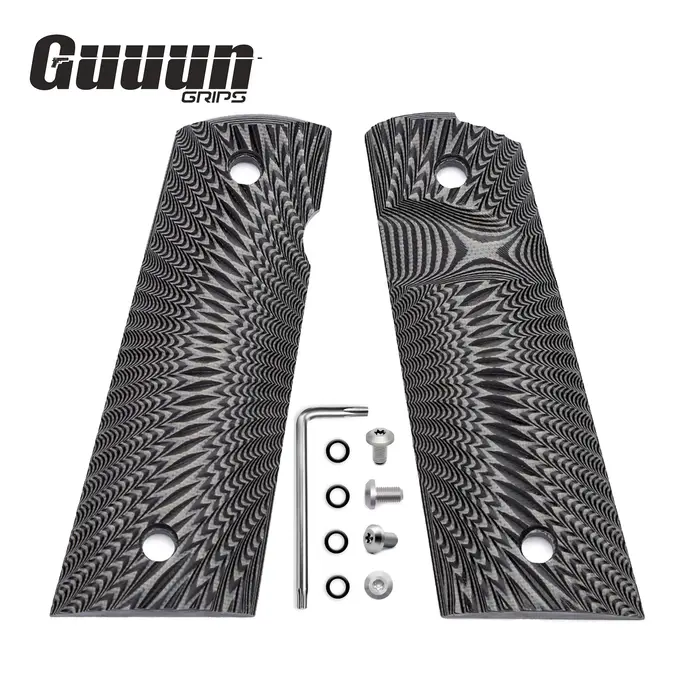 Magwell Grip Guuun G10 - Texture Sunburst pour 1911 taille complète avec coupe de sécurité