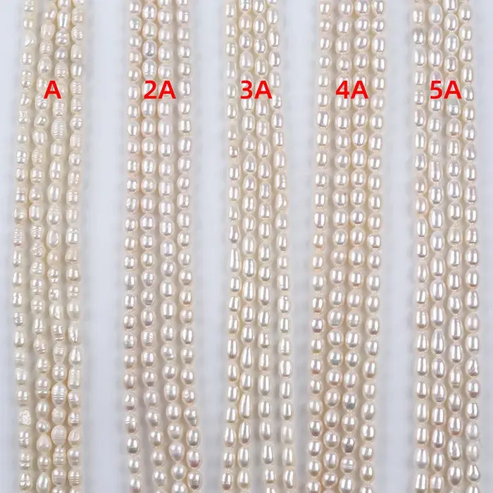 Perles d'eau douce naturelles, perles de riz AAA 5-6mm, perles d'espacement blanches en vrac pour la