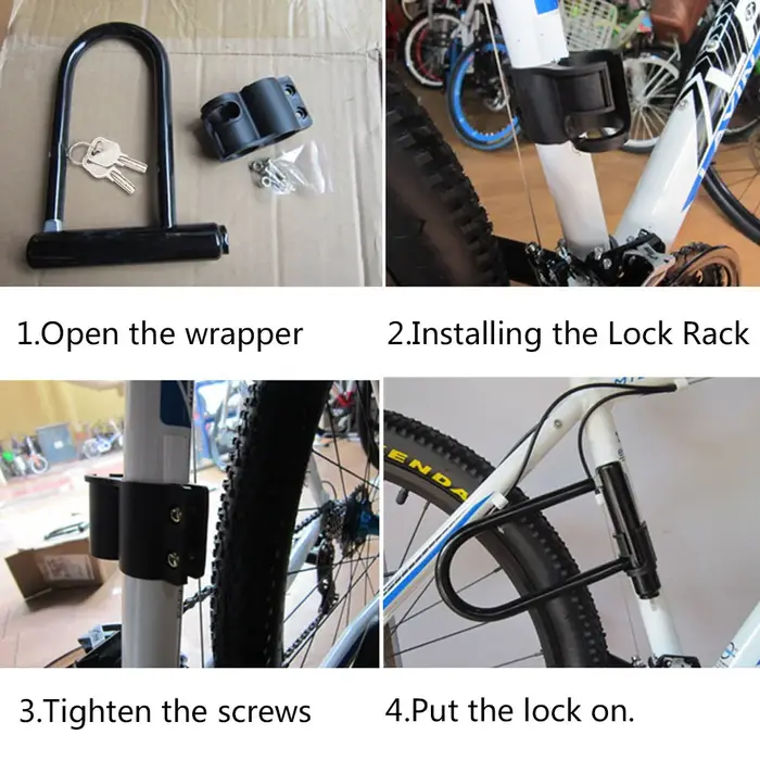 Verrou en U robuste avec support antivol pour scooters électriques vélos de montagne portes de cyclisme sur route sécurité scooter électrique vélo de montagne