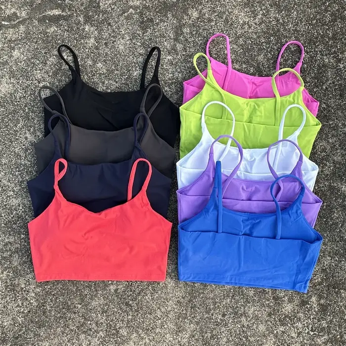 Soutien-gorge de sport pour femmes, couleur unie, Fitness, haut de gymnastique, Yoga, triangle, dos 