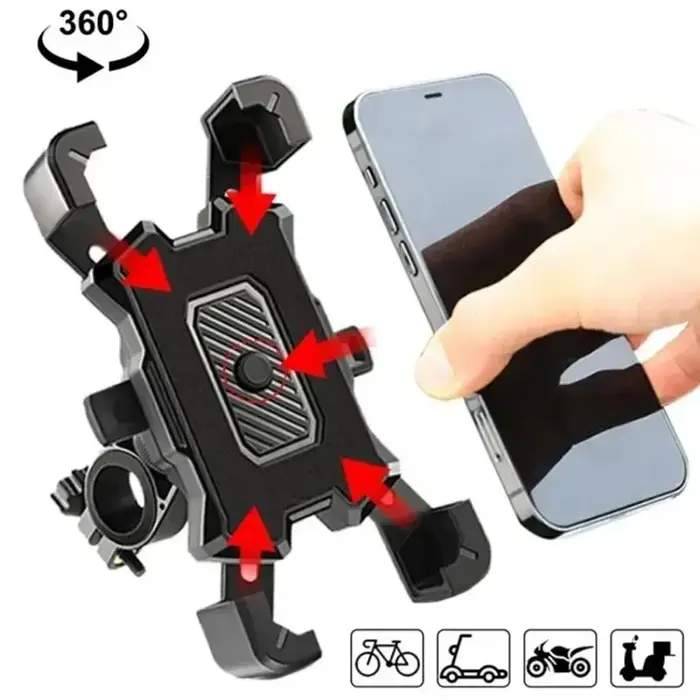 Support de téléphone de vélo VIKEFON 360° rotation 360 degrés antidérapant compatible iPhone pour équitation VTT moto et vélo