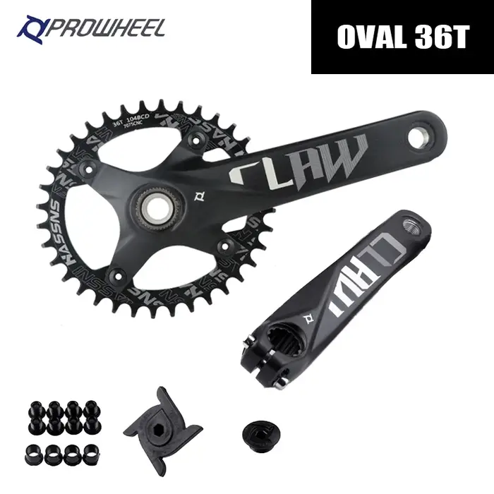 Pédalier double Prowheel Hollowtech pour VTT - Manivelle intégrée 104 BCD 32/34/36T bielles légères