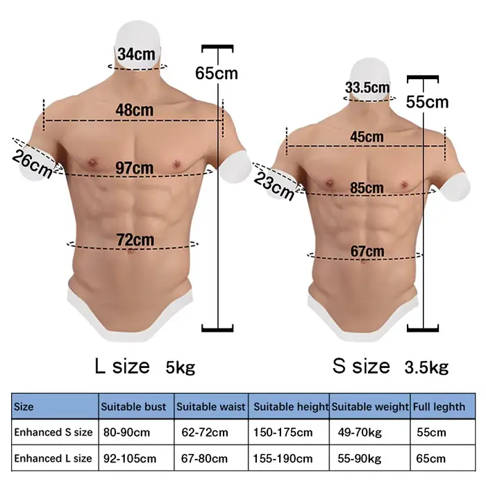 Poitrine masculine réaliste en silicone doux, simulation de la peau des muscles abdominaux, accessoi