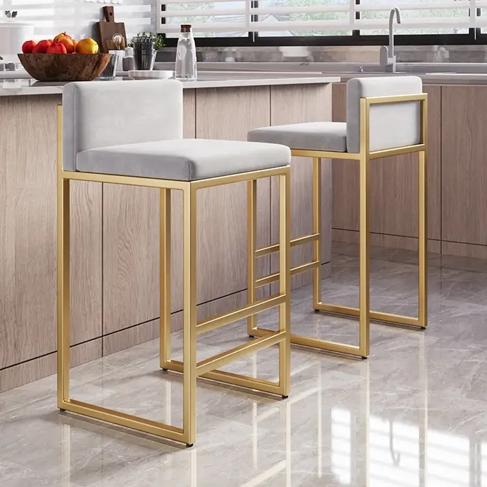 Tabouret de bar moderne avec dossier en fer forgé, chaise de comptoir pour la maison, l'îlot de cuis