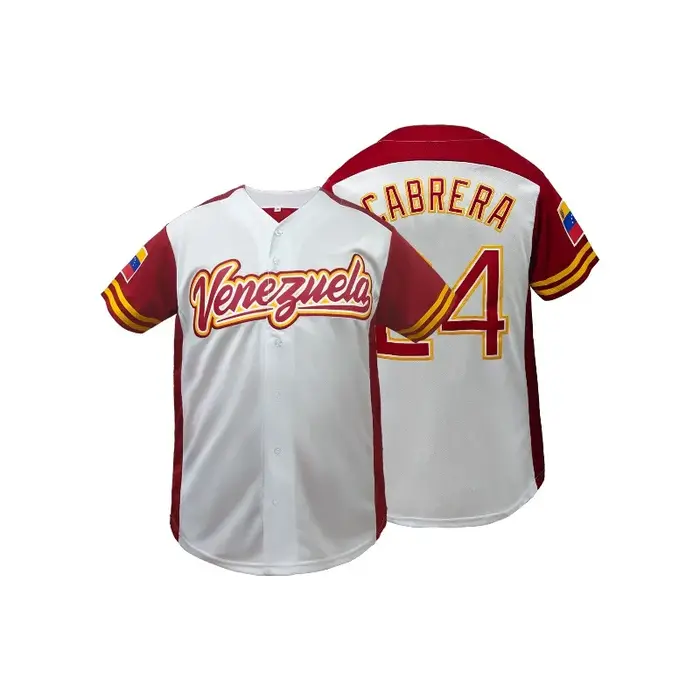 Maillot de baseball respirant pour homme, col en V, manches courtes, « Venezuela 24 » brodé, coupe a