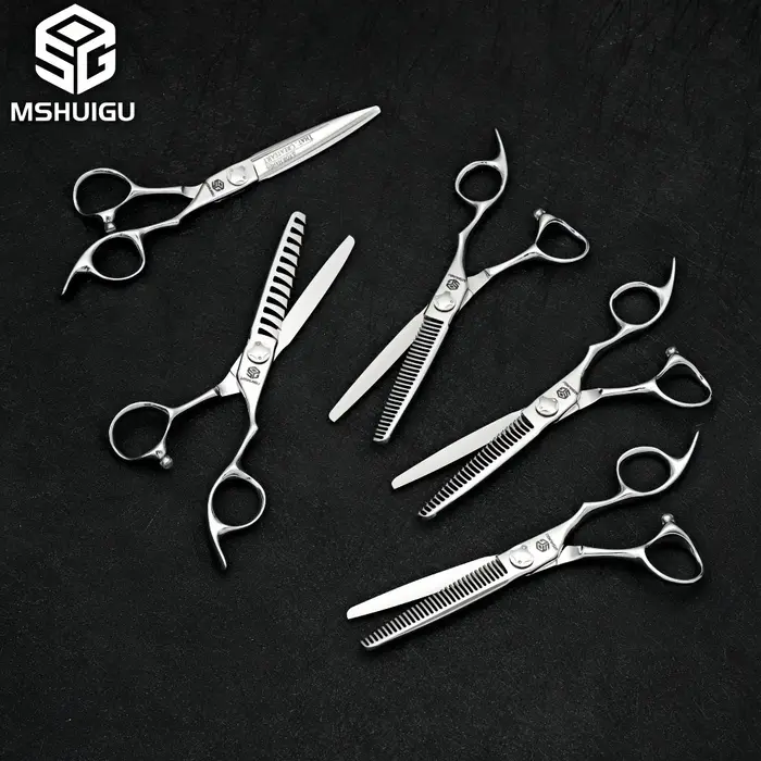 Ciseaux de barbier professionnels MSHUIGU, ciseaux à lame inversée multifonctionnels, acier VG10, 5,