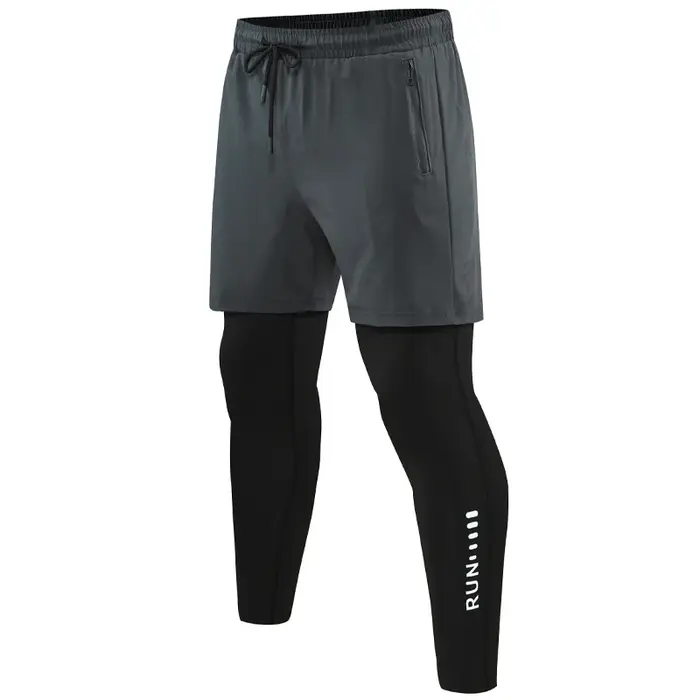 Pantalon de course 2 en 1 pour hommes, Double couche, serré, entraînement, basket-ball, Legging impr