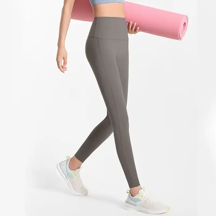 Pantalon yoga taille haute femme leggings fitness élastiques levage hanches couleur chair