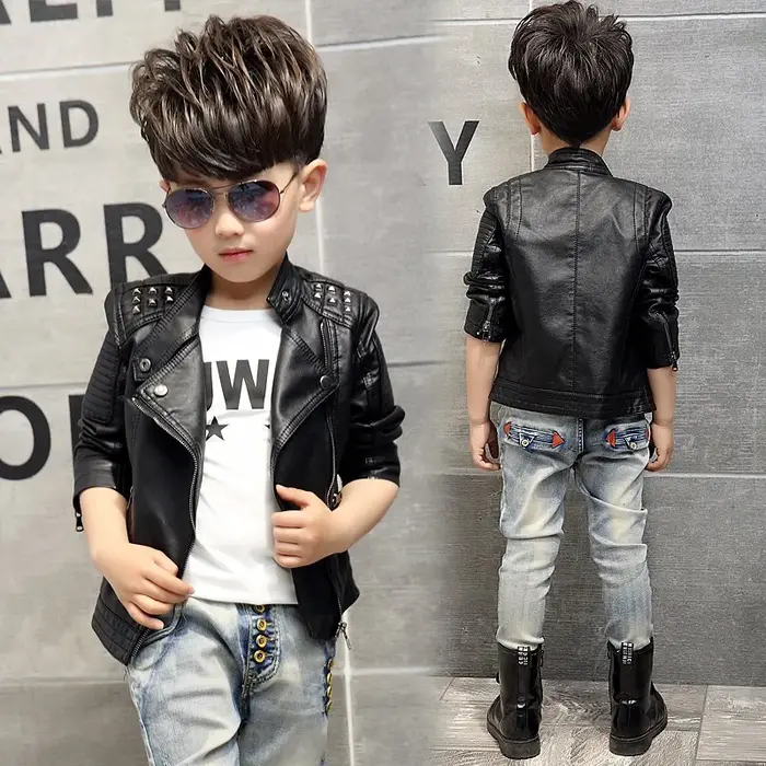 Mode enfants veste en cuir filles veste en polyuréthane enfants moto vêtements d'extérieur pour bébé