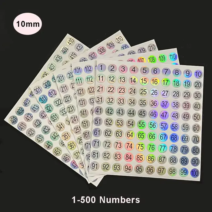 Étiquette autocollante avec numéro Laser, 5 feuilles (1-500), pour vernis à ongles, affichage des po