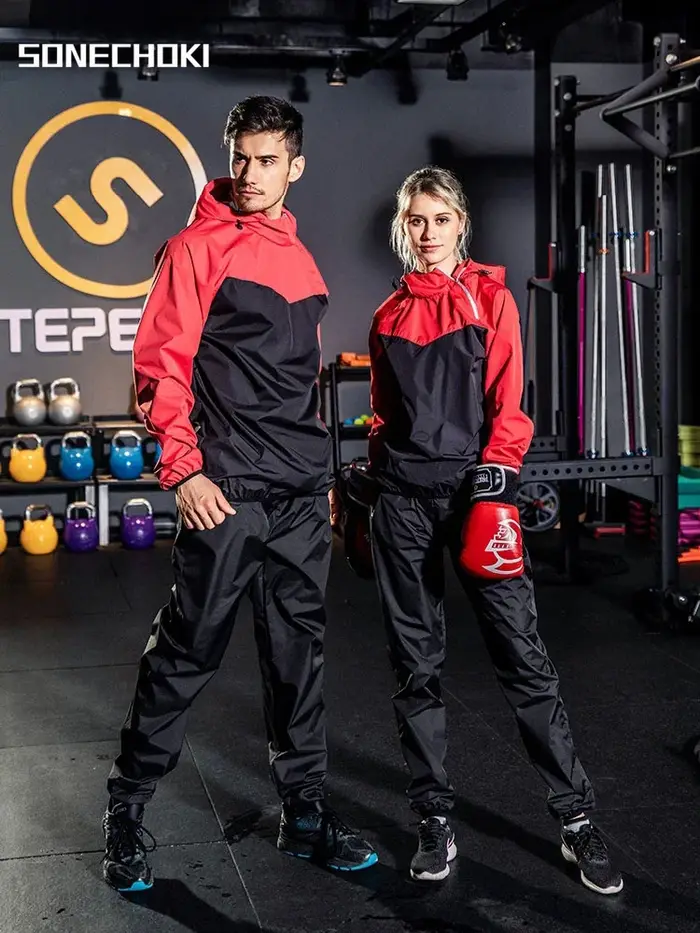 Combinaison de Sauna pour femmes et hommes, ensemble de vêtements de sport, pull à capuche, hauts de