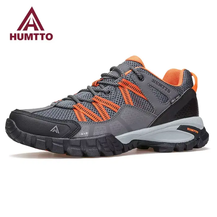 Chaussures sport respirantes HUMTTO hommes - Baskets randonnée caoutchouc noir extérieur été