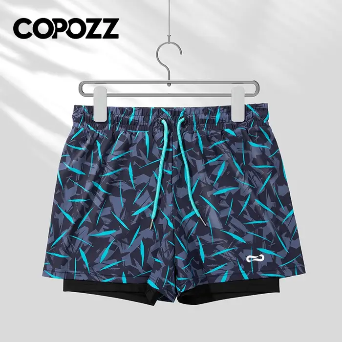 COPOZZ – maillot de bain pour hommes, culotte de plage, cordon de serrage, taille élastique, grande 