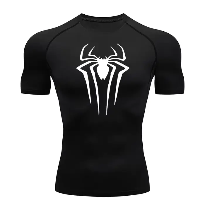 Chemises de Compression imprimées araignée pour hommes, t-shirt d'été à manches courtes, protection 