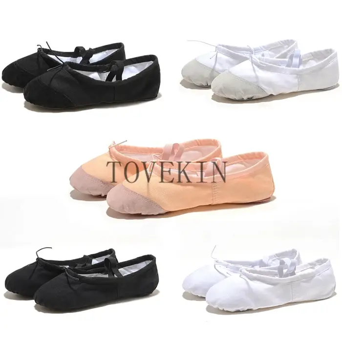 Chaussures de danse classique femmes filles adultes enfants semelle fendue cuir souple toile