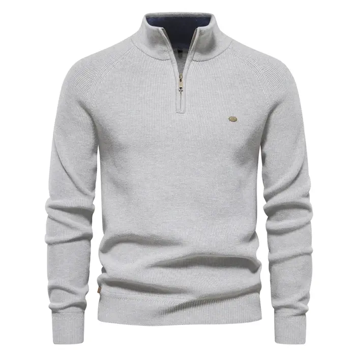 Cardigans en coton avec fermeture éclair pour hommes, pulls sociaux décontractés à la mode, col haut