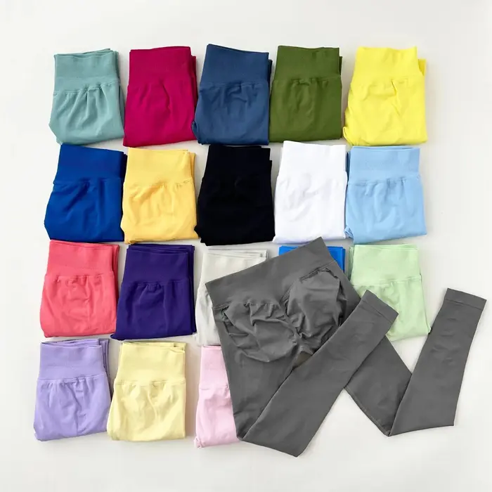 Leggings de sport pour femmes, sans couture, taille haute, effet froncé aux fesses, pour yoga, entra