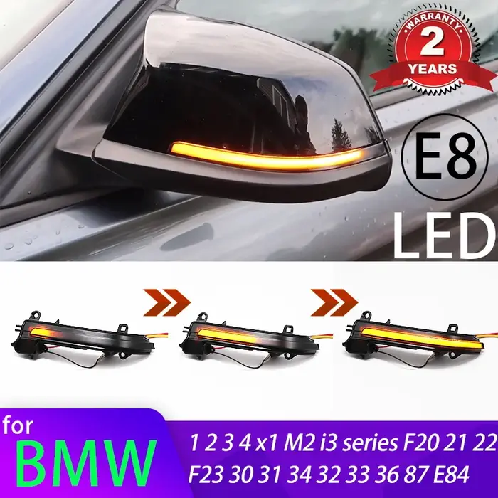 Lumière de rétroviseur pour BMW 1 2 3 4 X1 M série F20 F30 F34 F36 E84 F87 i3, LED dynamique noire, 