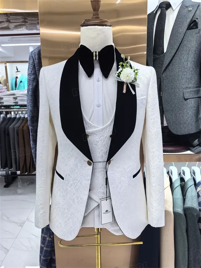 Mode Paisley hommes 3 pièces costume formel ensemble Blazer gilet pantalon mariage marié costumes me