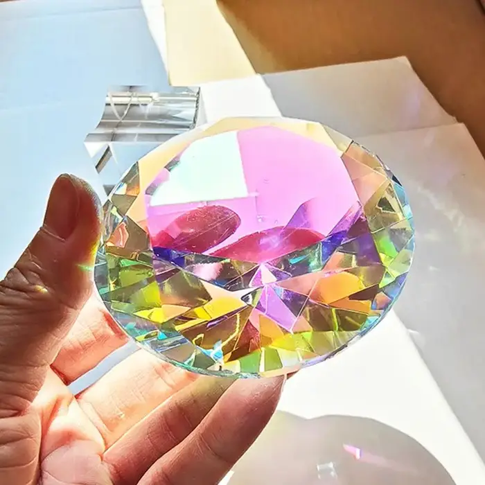 Presse-papier en cristal de diamant coloré K9, fabricant d'arc-en-ciel décoratif, diamants en verre 