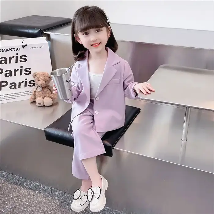 Blazer en coton pour enfants, nouvelle collection, fin, à manches longues, 2 pièces, créatif, respir