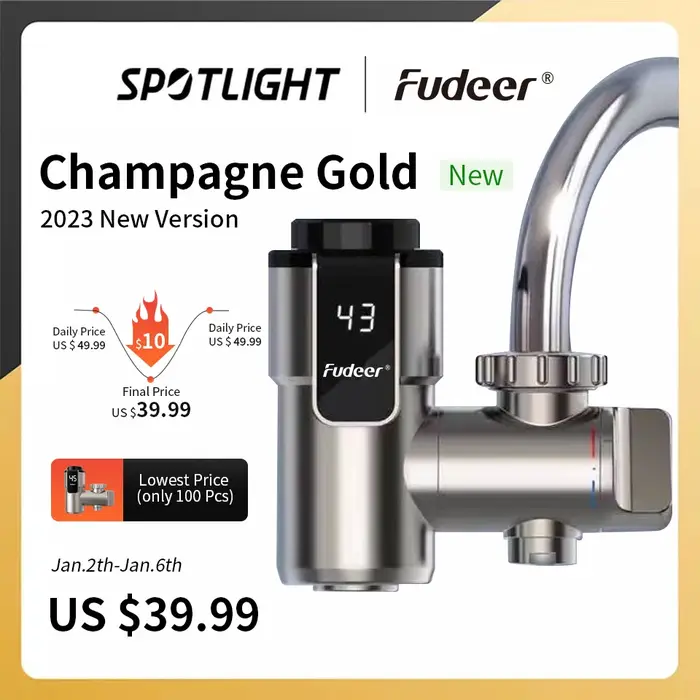 Fudeer chauffe-eau électrique connecteur de robinet de cuisine adaptateur de robinet d'eau chaude in