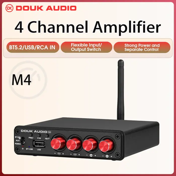 Douk – amplificateur numérique M4 Mini 2/4 canaux, Bluetooth 5.0, récepteur Audio stéréo, lecteur de