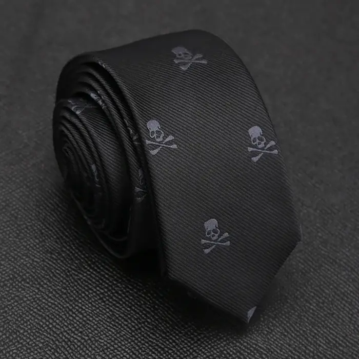 Cravates noires fines en Polyester pour hommes et femmes, classiques, à la mode, décontractées, fête